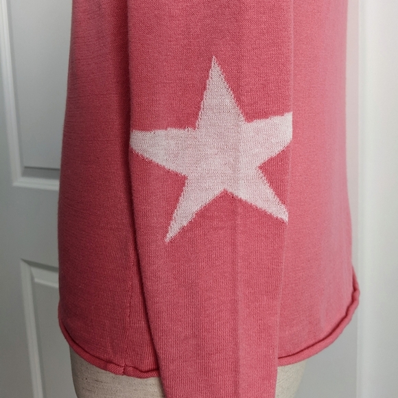 Unwine Sweater Linen Cotton Knit Lightweight Woven Star Salmon White S NWT - Picture 10 of 15